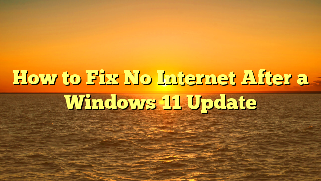 How to Fix No Internet After a Windows 11 Update
