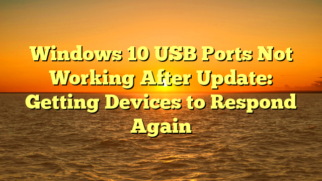 Windows 10 USB Ports Not Working After Update: Getting Devices to Respond Again